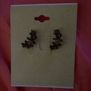 Floral Black and Red Earrings